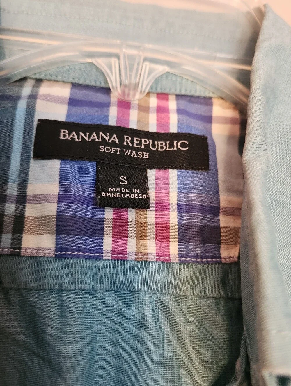 Mens Banana Republic Light Blue Short-Sleeve Button-Down Shirt Size Small